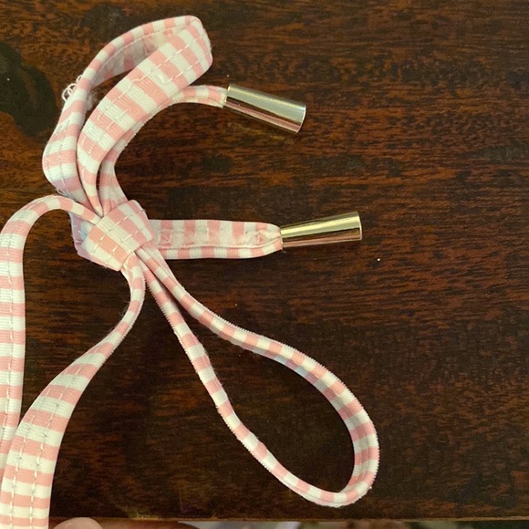 NWOT Blooming Jelly one-piece pink and white striped suit with lace and eyelet - Picture 3 of 7